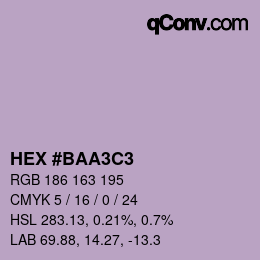 Color code: HEX #BAA3C3 | qconv.com