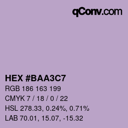 Color code: HEX #BAA3C7 | qconv.com