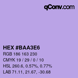 Color code: HEX #BAA3E6 | qconv.com