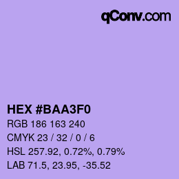カラーコード: HEX #BAA3F0 | qconv.com