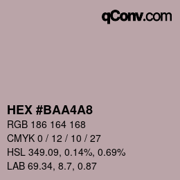 Color code: HEX #BAA4A8 | qconv.com