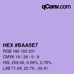 カラーコード: HEX #BAA5E7 | qconv.com