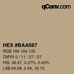 颜色代码: HEX #BAA687 | qconv.com