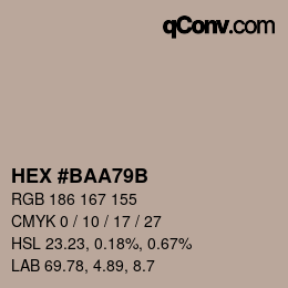 カラーコード: HEX #BAA79B | qconv.com