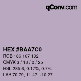 Farbcode: HEX #BAA7C0 | qconv.com