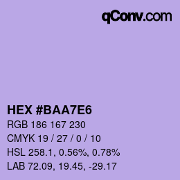 Farbcode: HEX #BAA7E6 | qconv.com