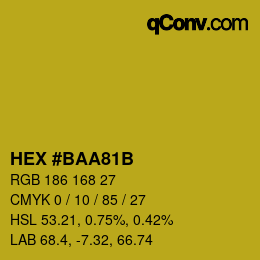 Color code: HEX #BAA81B | qconv.com