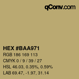 Color code: HEX #BAA971 | qconv.com