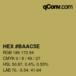 Farbcode: HEX #BAAC5E | qconv.com