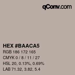 Color code: HEX #BAACA5 | qconv.com