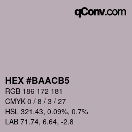 颜色代码: HEX #BAACB5 | qconv.com