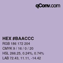 Color code: HEX #BAACCC | qconv.com