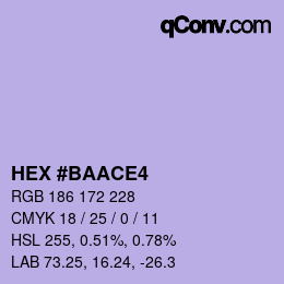 Color code: HEX #BAACE4 | qconv.com