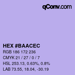 颜色代码: HEX #BAACEC | qconv.com