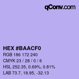 カラーコード: HEX #BAACF0 | qconv.com