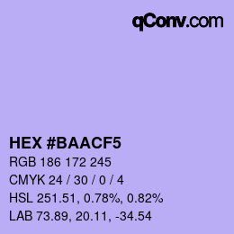 Color code: HEX #BAACF5 | qconv.com