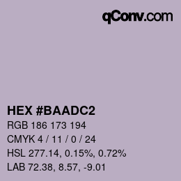 颜色代码: HEX #BAADC2 | qconv.com