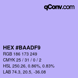 Color code: HEX #BAADF9 | qconv.com