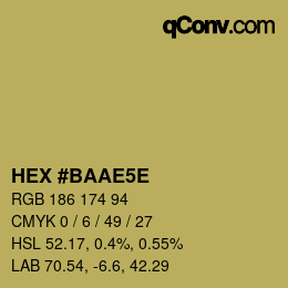 Farbcode: HEX #BAAE5E | qconv.com