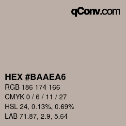Farbcode: HEX #BAAEA6 | qconv.com