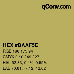 Color code: HEX #BAAF5E | qconv.com