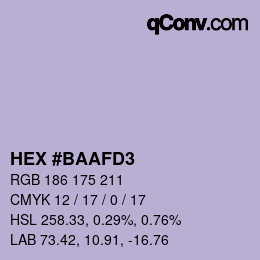Color code: HEX #BAAFD3 | qconv.com