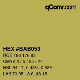 Color code: HEX #BAB053 | qconv.com