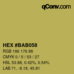 カラーコード: HEX #BAB058 | qconv.com