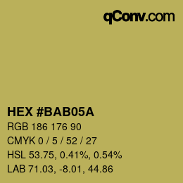 Color code: HEX #BAB05A | qconv.com