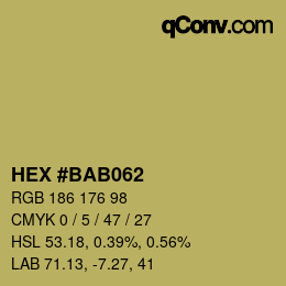 Color code: HEX #BAB062 | qconv.com