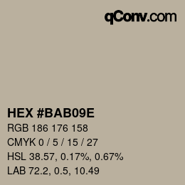 Color code: HEX #BAB09E | qconv.com