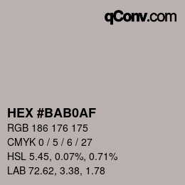 Color code: HEX #BAB0AF | qconv.com