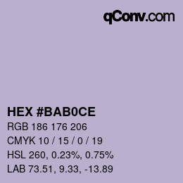 Color code: HEX #BAB0CE | qconv.com