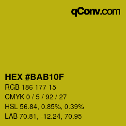 カラーコード: HEX #BAB10F | qconv.com