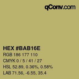 Color code: HEX #BAB16E | qconv.com