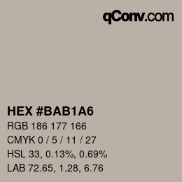 Código de color: HEX #BAB1A6 | qconv.com