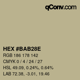 Color code: HEX #BAB28E | qconv.com