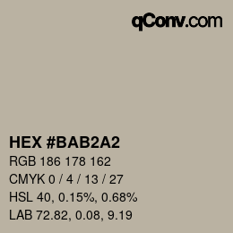 颜色代码: HEX #BAB2A2 | qconv.com