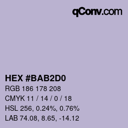 Color code: HEX #BAB2D0 | qconv.com