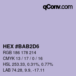 Color code: HEX #BAB2D6 | qconv.com