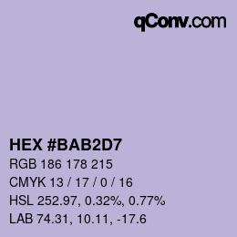 Color code: HEX #BAB2D7 | qconv.com