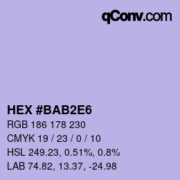 Color code: HEX #BAB2E6 | qconv.com