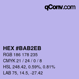 カラーコード: HEX #BAB2EB | qconv.com