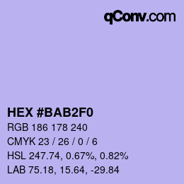 Color code: HEX #BAB2F0 | qconv.com