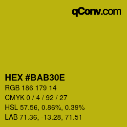Color code: HEX #BAB30E | qconv.com
