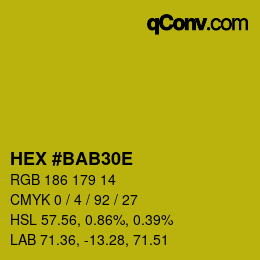 Color code: HEX #BAB30E | qconv.com