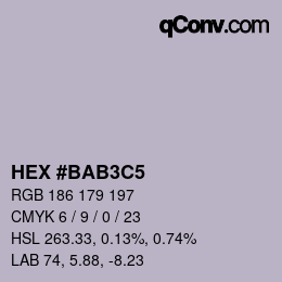 カラーコード: HEX #BAB3C5 | qconv.com