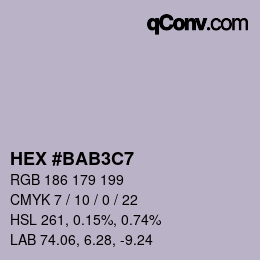 Color code: HEX #BAB3C7 | qconv.com