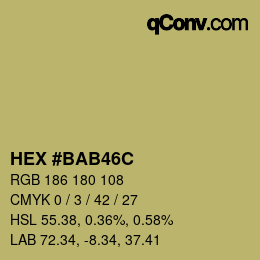 Color code: HEX #BAB46C | qconv.com
