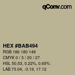 Color code: HEX #BAB494 | qconv.com